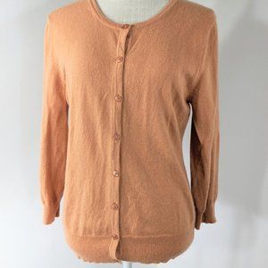 100% cashmere, Cashmere Cashe size XL, cardigan, sweater, button up, peach color